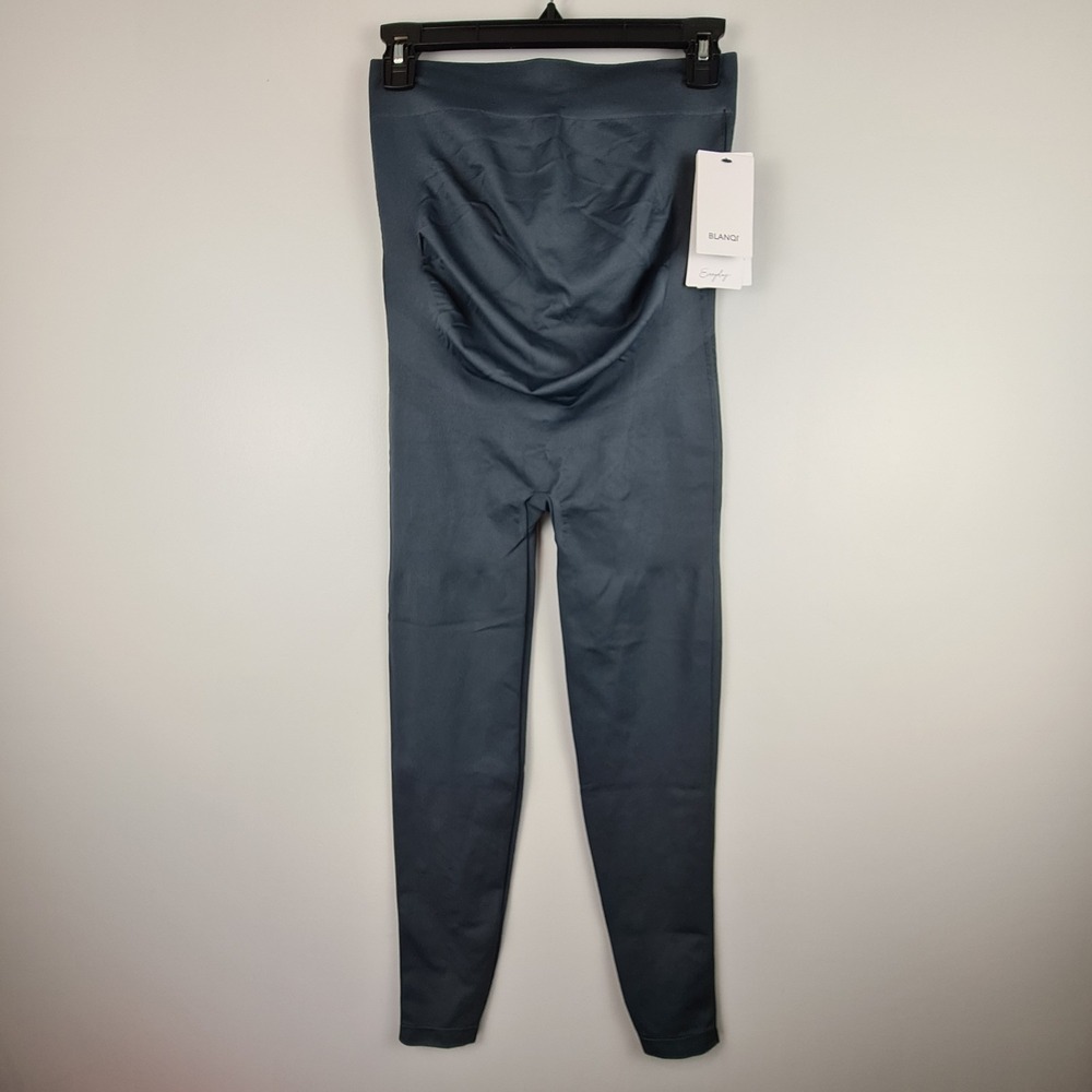 Blanqi Womens L Everyday Maternity Belly Support Leggings Storm‎ Compression NWT